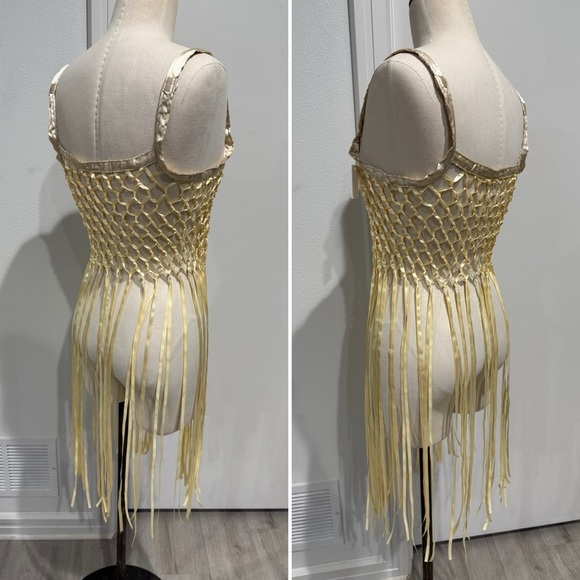 Urban Outfitters Festival Ribbon Bow Fringe Top in Cream - Picture 4 of 8